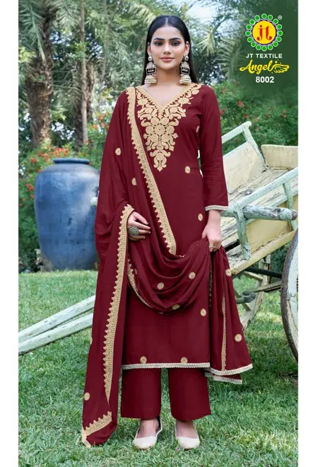 Angel Vol 8 By Jt Rayon Embroidery Dress Material Wholesale Online